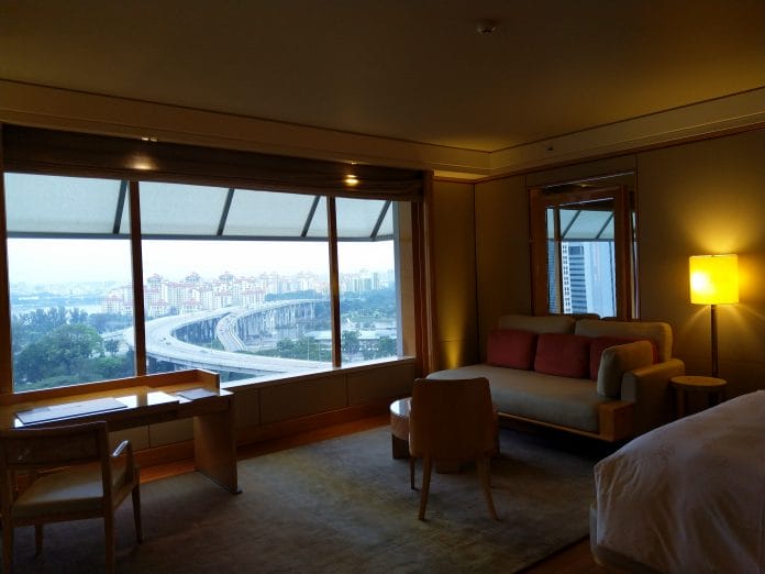 Ritz-Carlton Millenia Singapore View out onto Benjamin Sheares Bridge