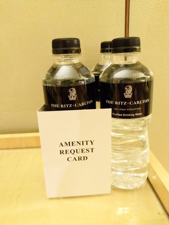ritz carlton singapore Complimentary bottles of Water