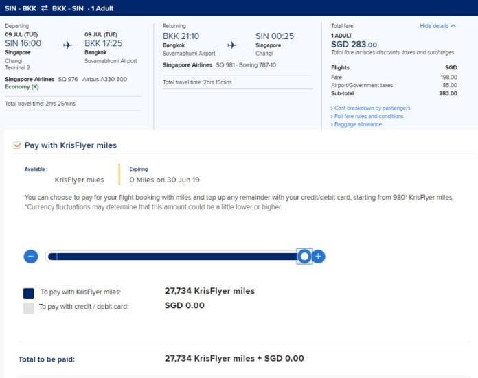 krisflyer mile value