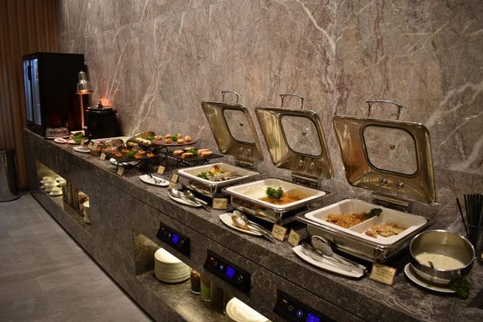 The buffet spread at the Changi Lounge during happier times.