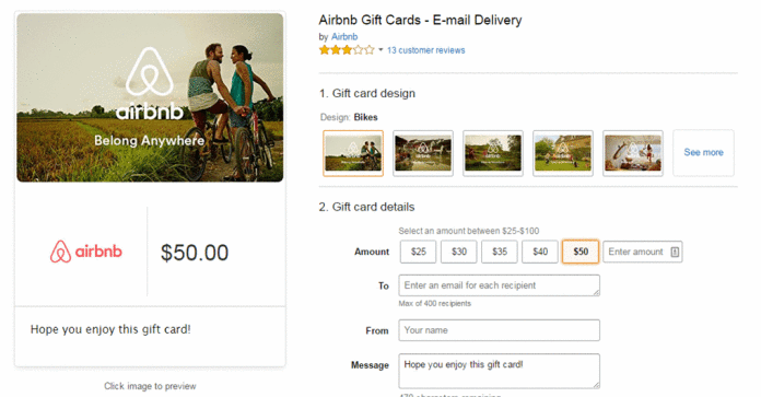 20 off AirBnB Gift Cards on Amazon, with a catch The