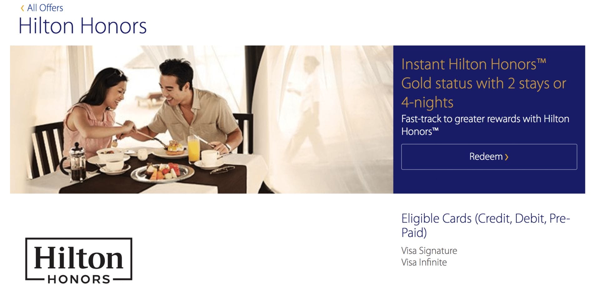 Hilton Honors Gold fast track offer for Visa Infinite (and Signature