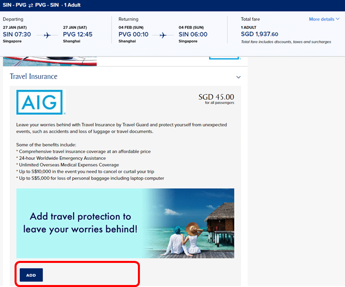Is Singapore Airlines automatically charging passengers