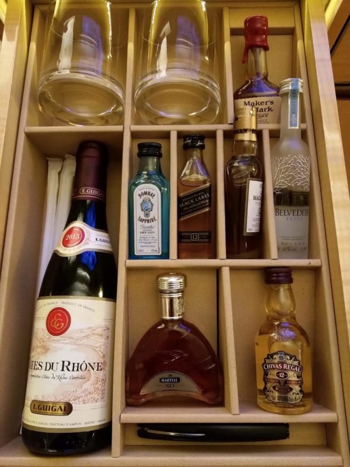 Selection of hard liquor and wine