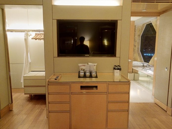 The mini-bar can be found inside the cabinet