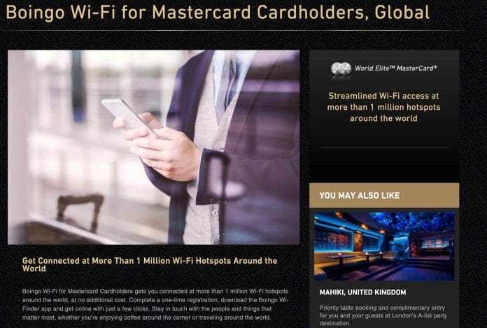 World Elite Mastercard Boingo Wi-Fi
