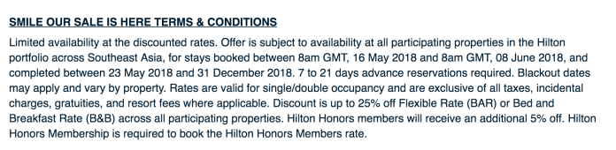 hilton southeast asia sale may 2018 tnc