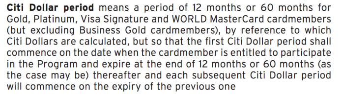 citi dollar period