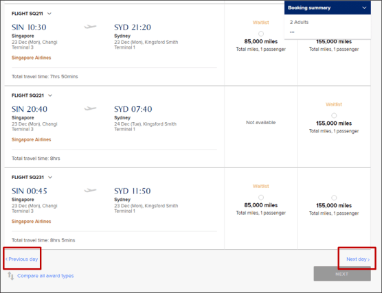 First look Singapore Airlines' new award calendar feature for