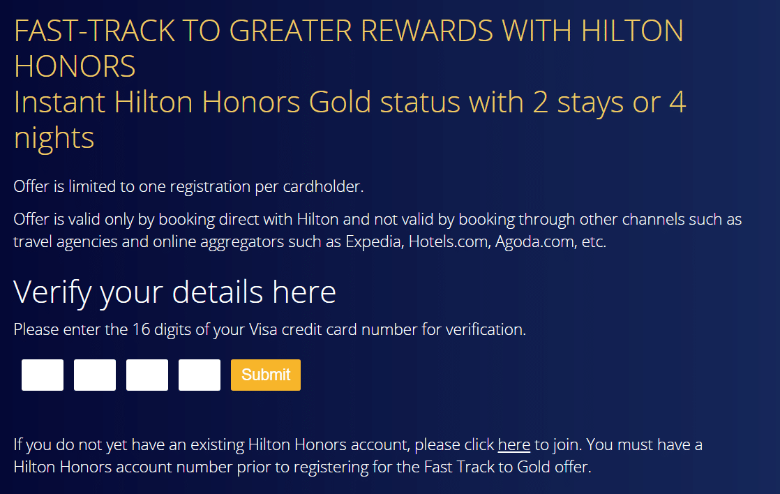 Hilton Gold fast track for Visa Signature/Infinite cardholders is back
