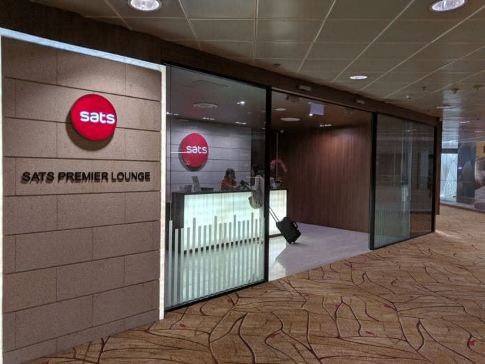 The entrance of SATS Premier Lounge T2
