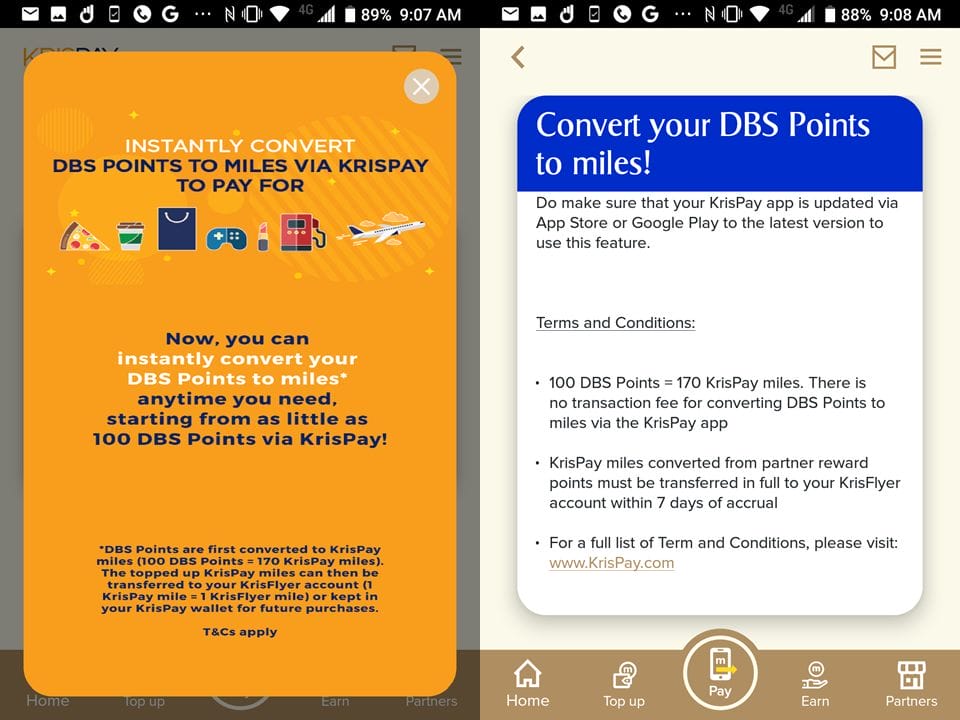 KrisPay offering instant conversion of DBS Points to KrisFlyer miles