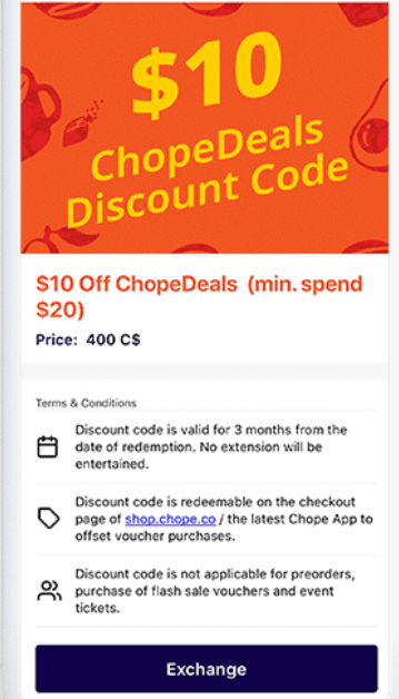 chope promo code new user