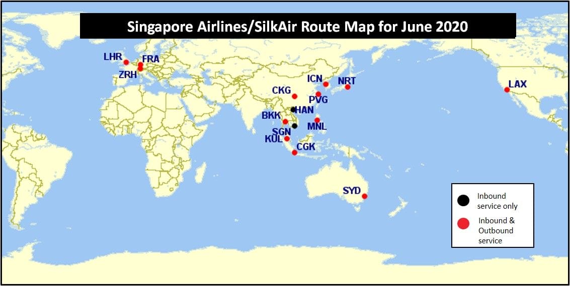 singapore airlines route map for june