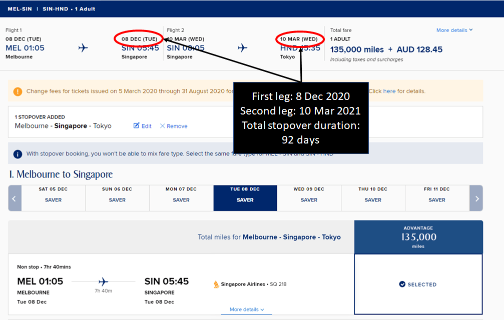 Singapore Airlines website capping KrisFlyer award stopovers at 30 days again The MileLion