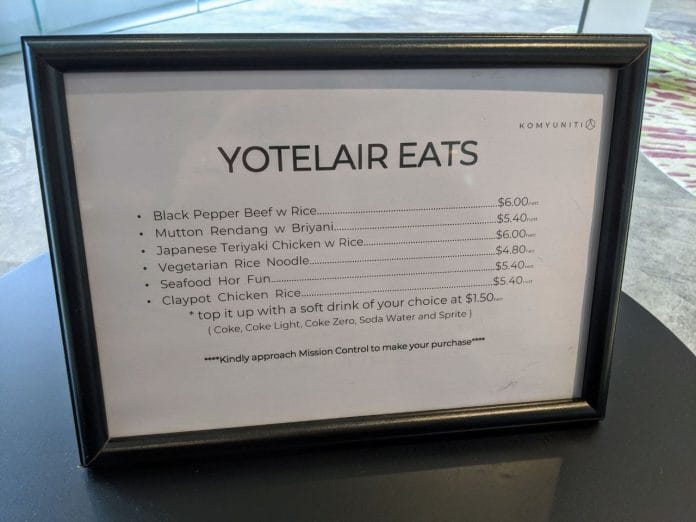YOTELAIR Changi KOMYUNITI menu