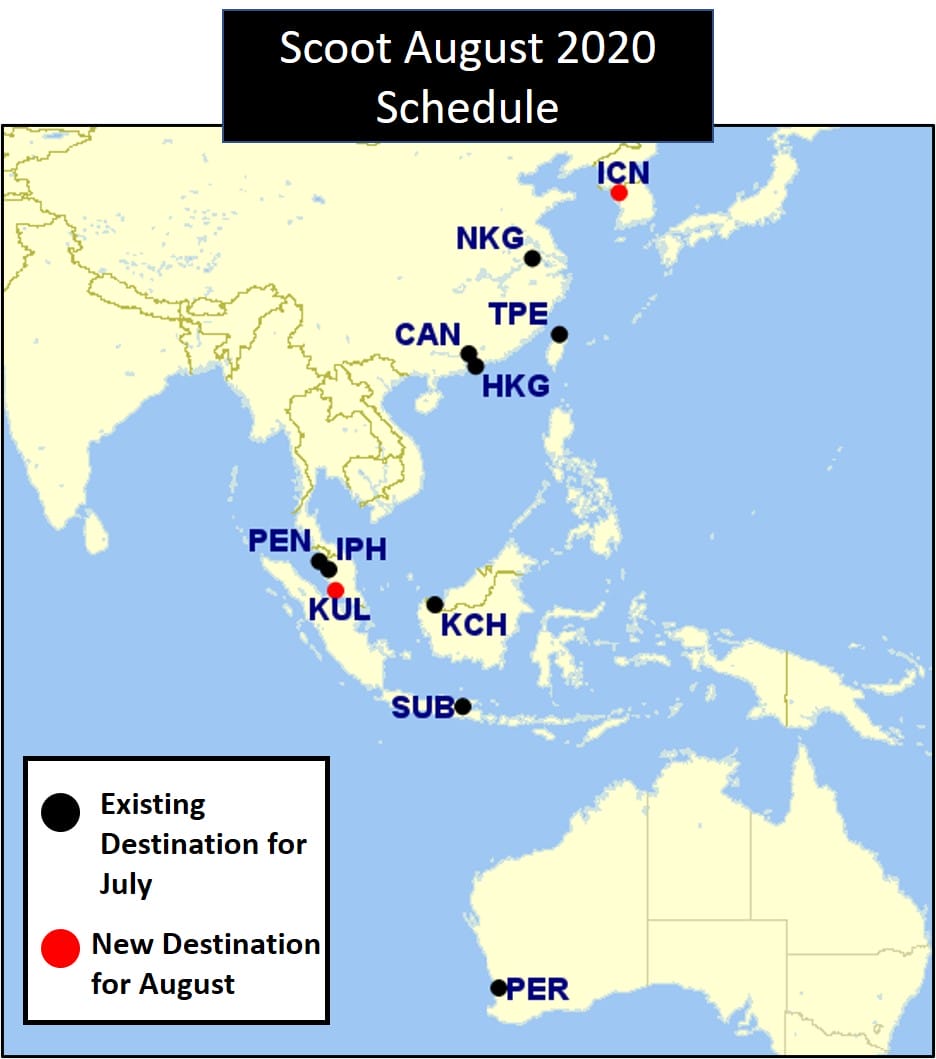Scoot adds Kuala Lumpur and Seoul to August 2020 schedule brings back