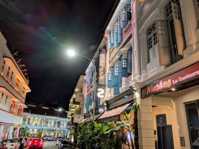 Hotel Soloha exterior at night