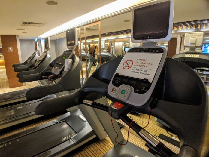 Gym equipment out of service due to safe distancing measures