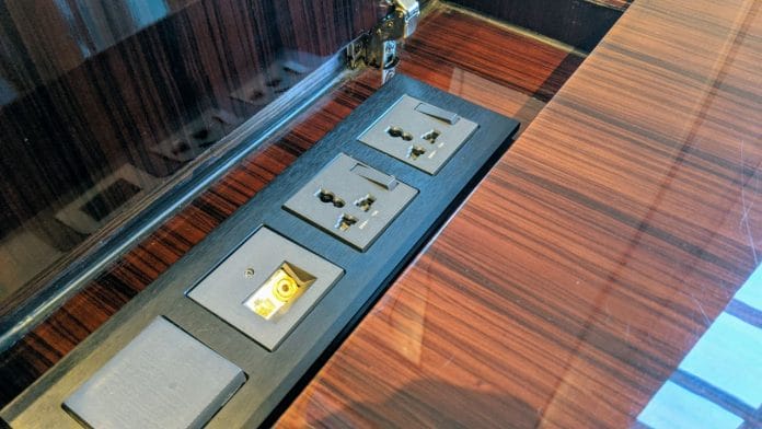 Vanity desk charging ports