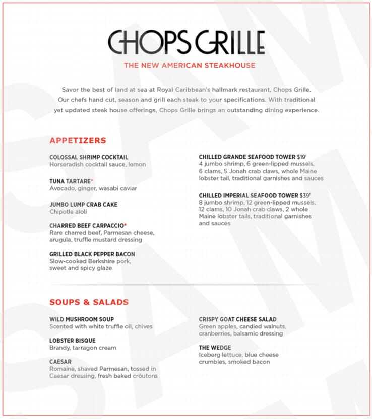 Chops Grille Menu | Click to Enlarge