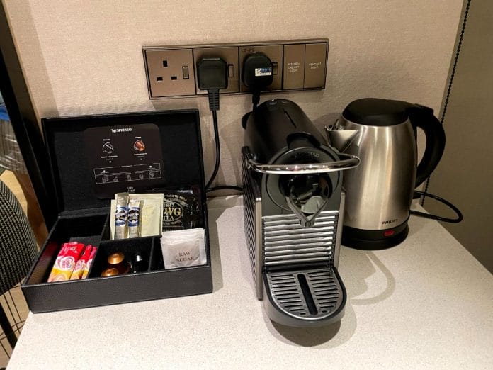 Ascott Orchard coffee machine and kettle