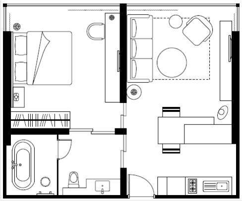1-Bedroom Premier Suite floorplan