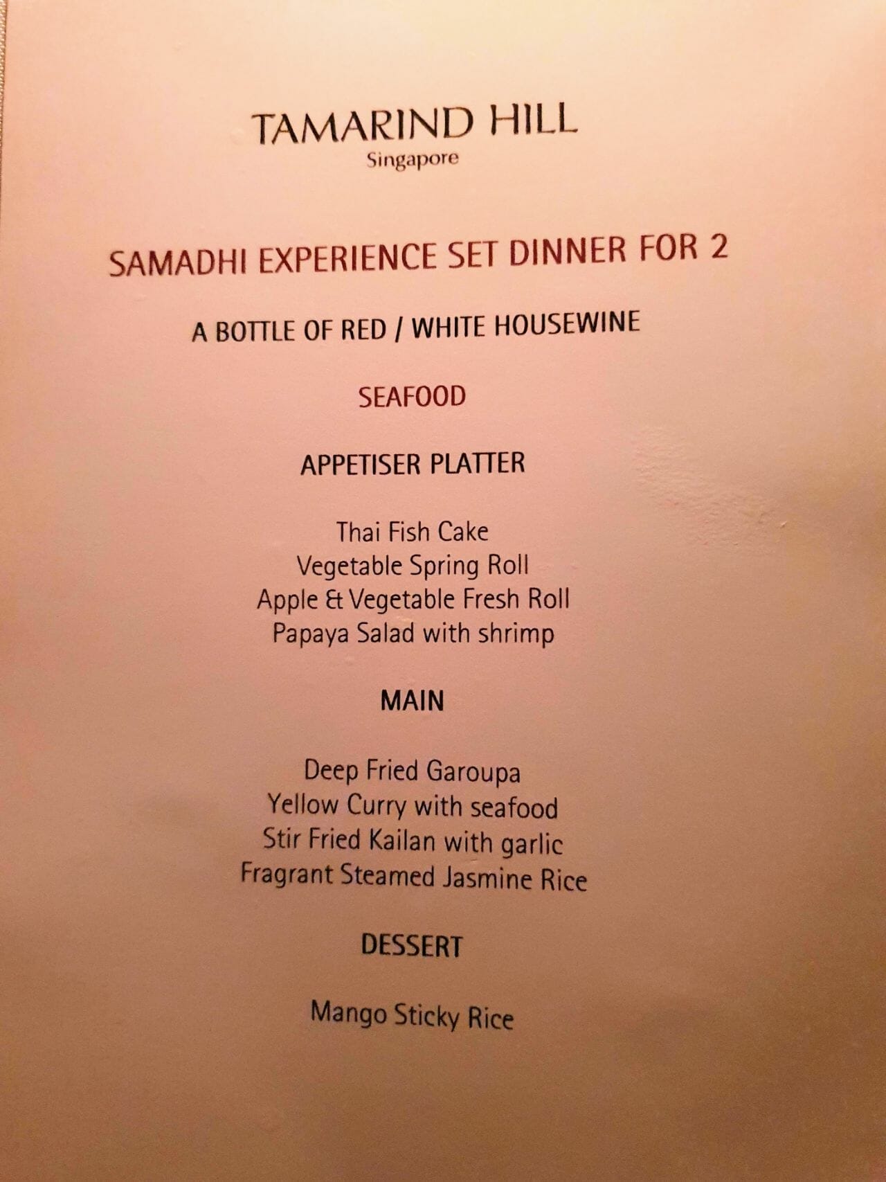 Seafood set menu