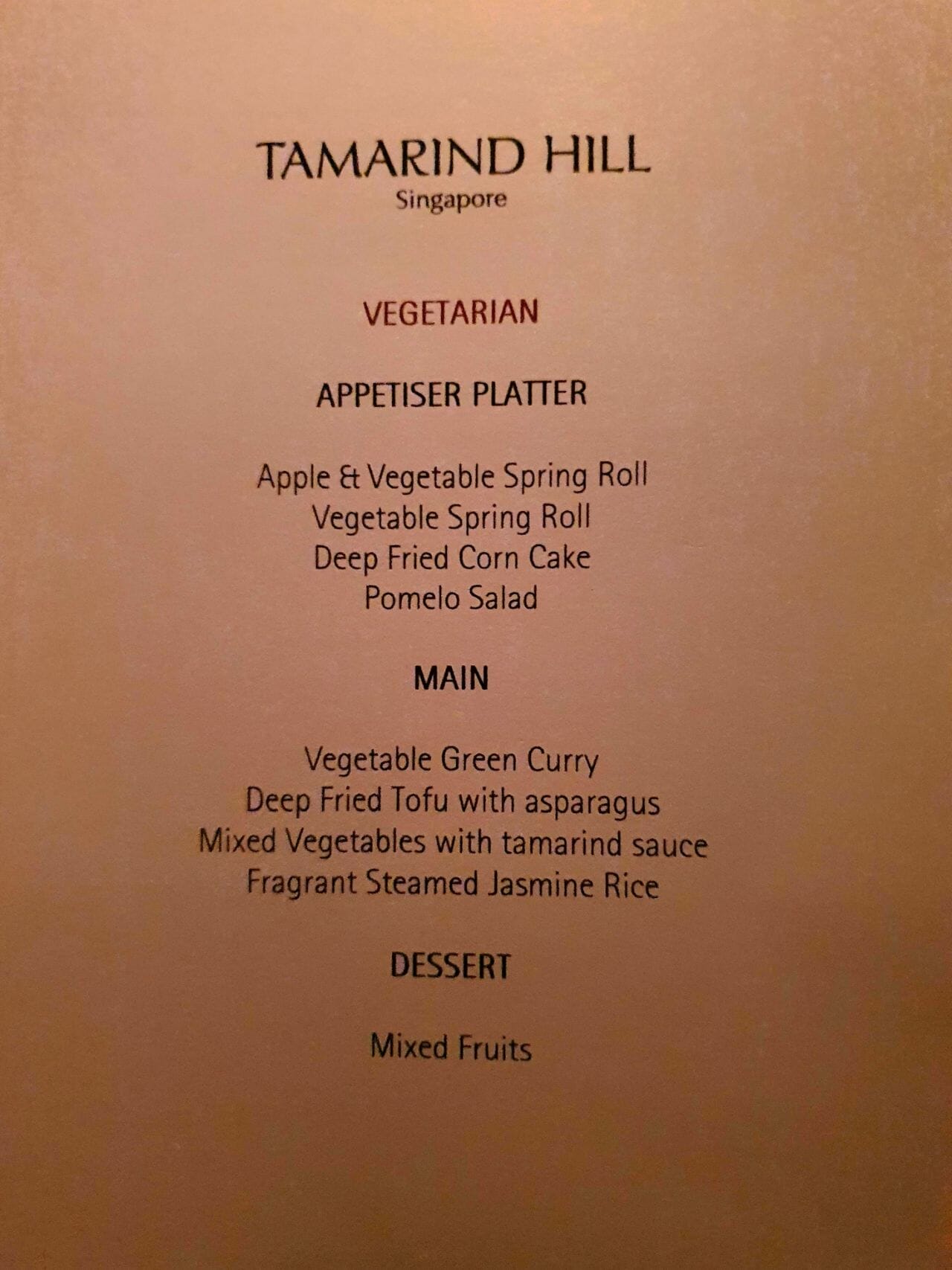 Vegetarian set menu
