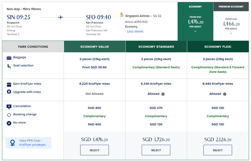 singapore airlines business class baggage