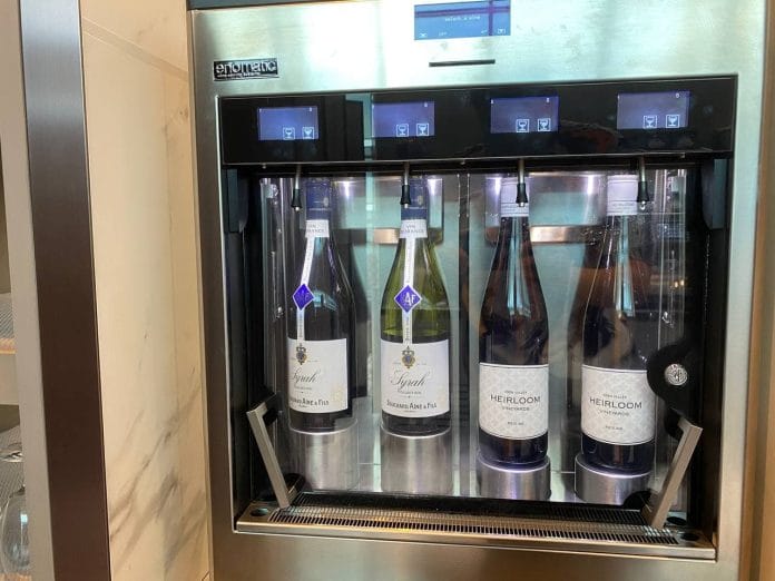 SilverKris Lounge Changi Airport wine dispenser