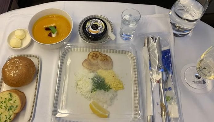 First Class double-tray service
