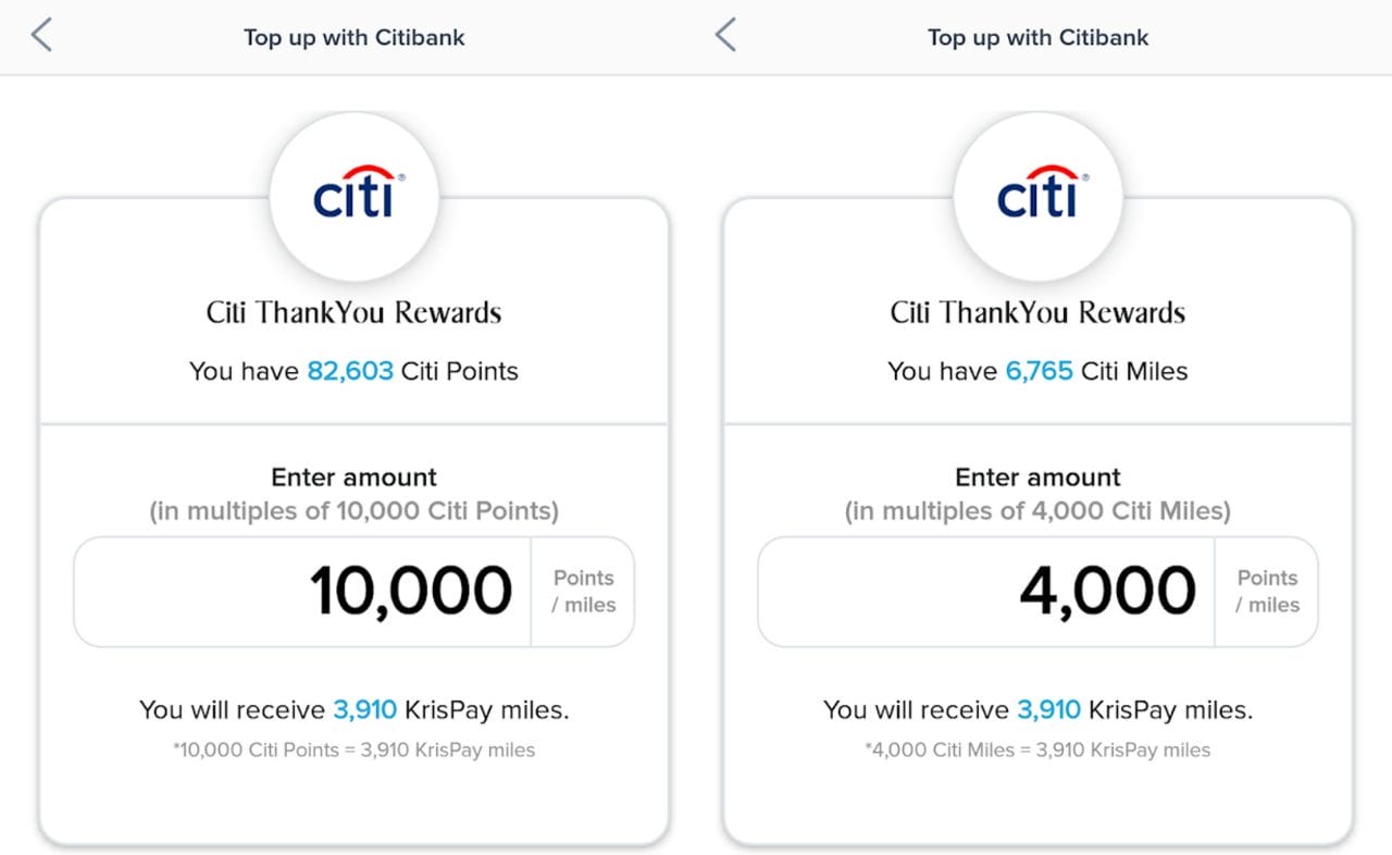 Kris+ offering 15 bonus for Citi Miles & ThankYou points conversions