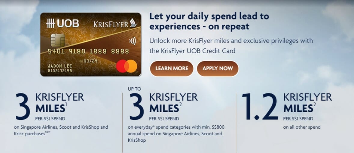KrisFlyer UOB Credit Card offering 26,000 miles signup bonus The